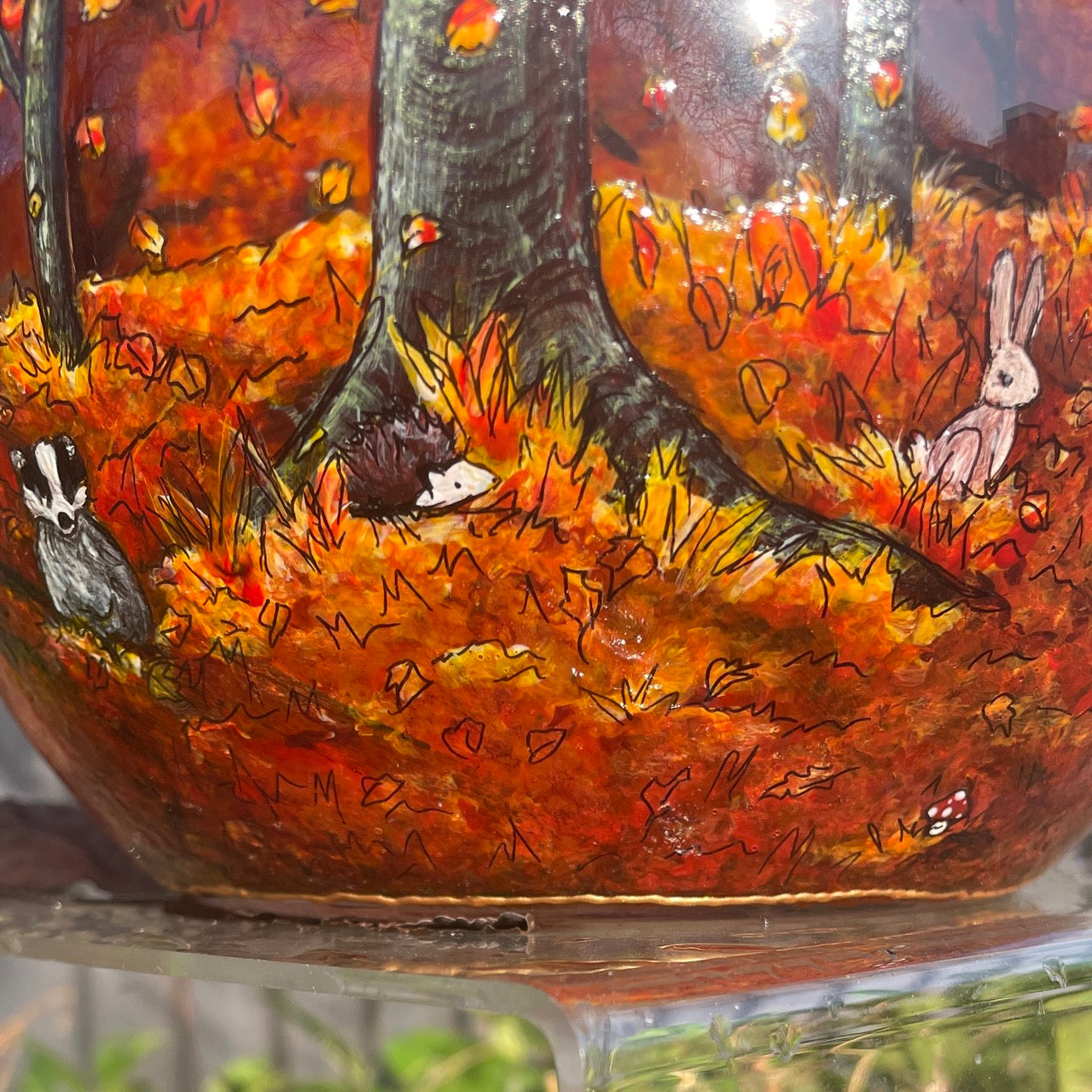 Autumn wood~ One of a kind bowl candleholder