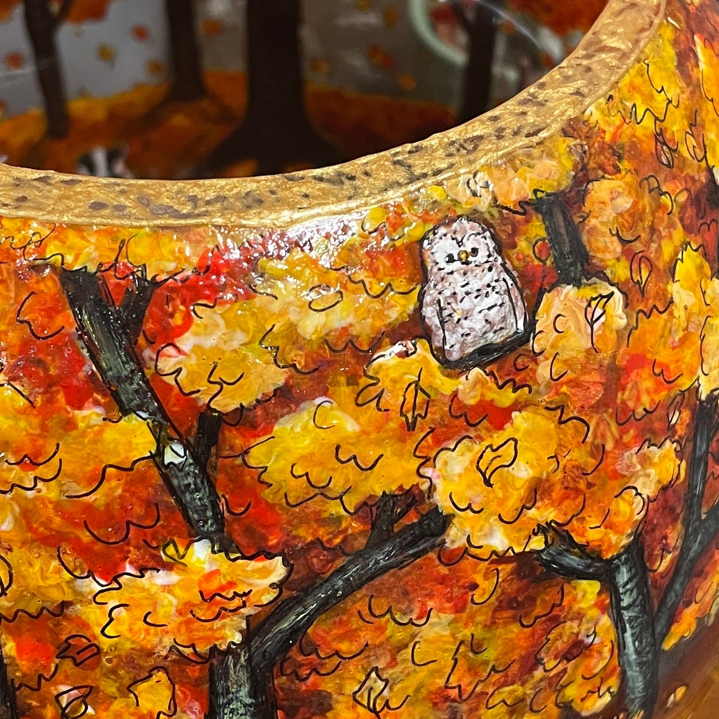 Autumn wood~ One of a kind bowl candleholder