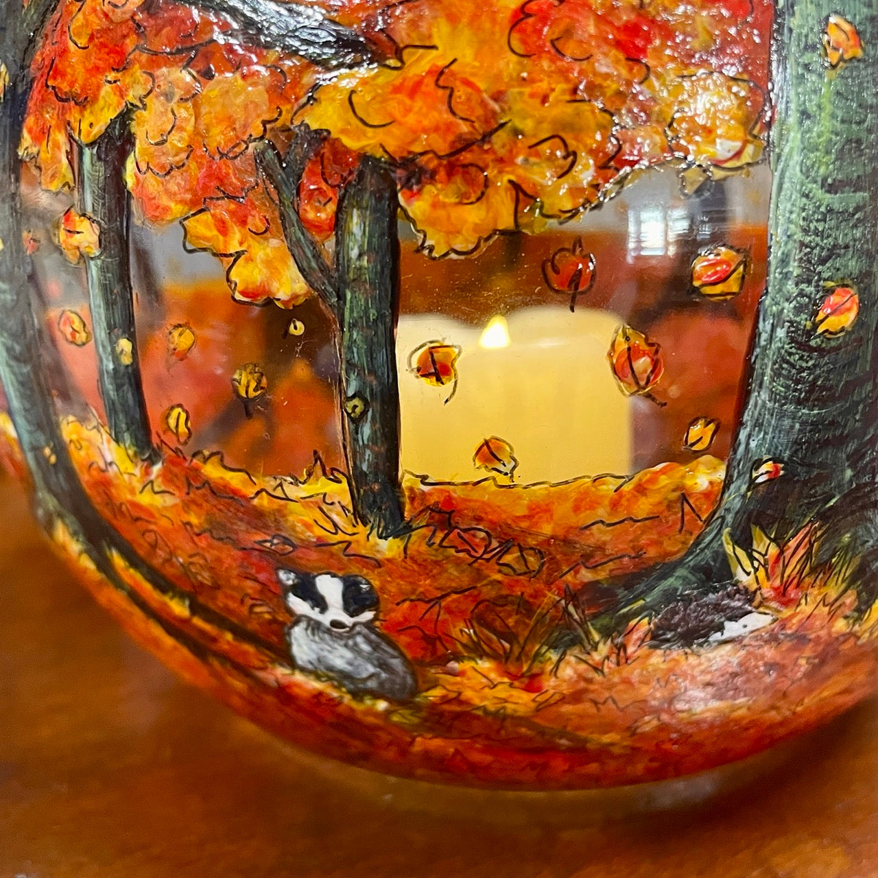 Autumn wood~ One of a kind bowl candleholder