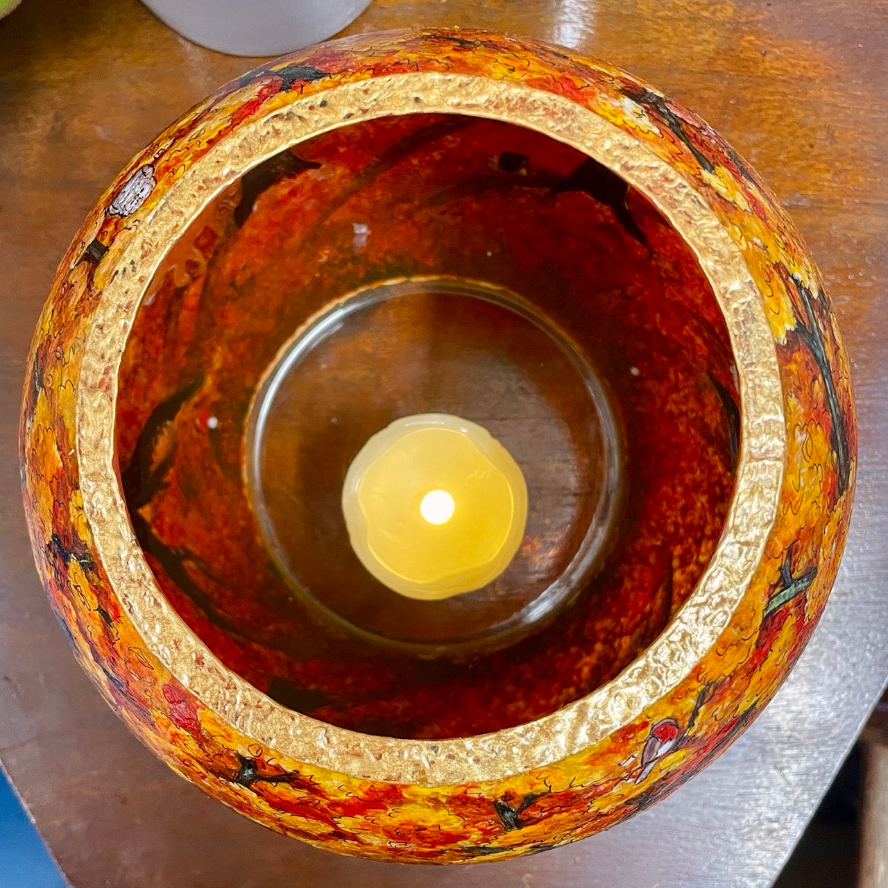 Autumn wood~ One of a kind bowl candleholder