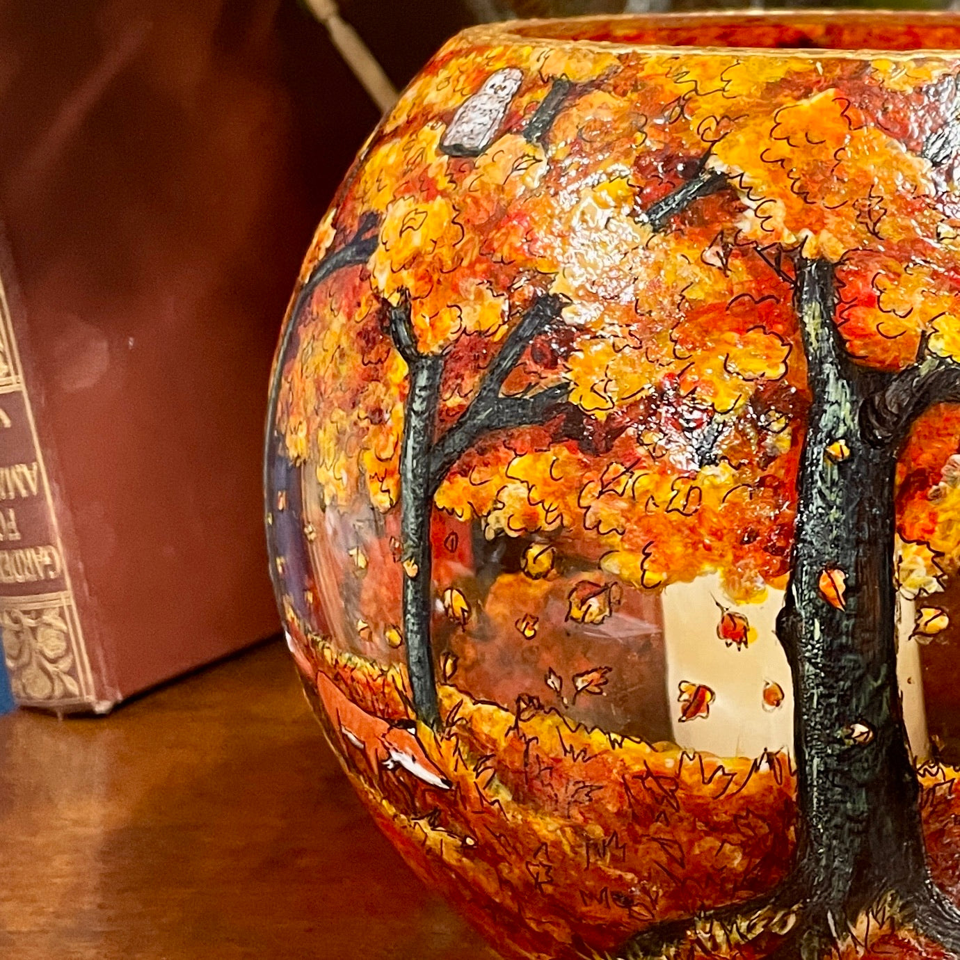 Autumn wood~ One of a kind bowl candleholder