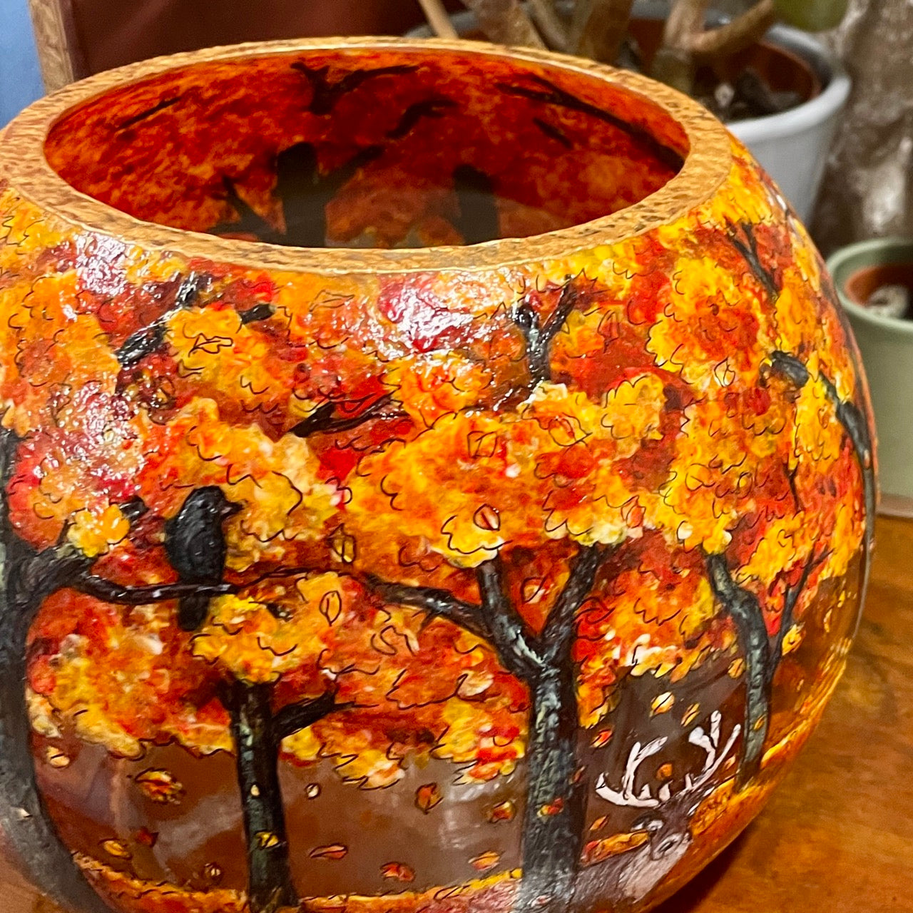 Autumn wood~ One of a kind bowl candleholder