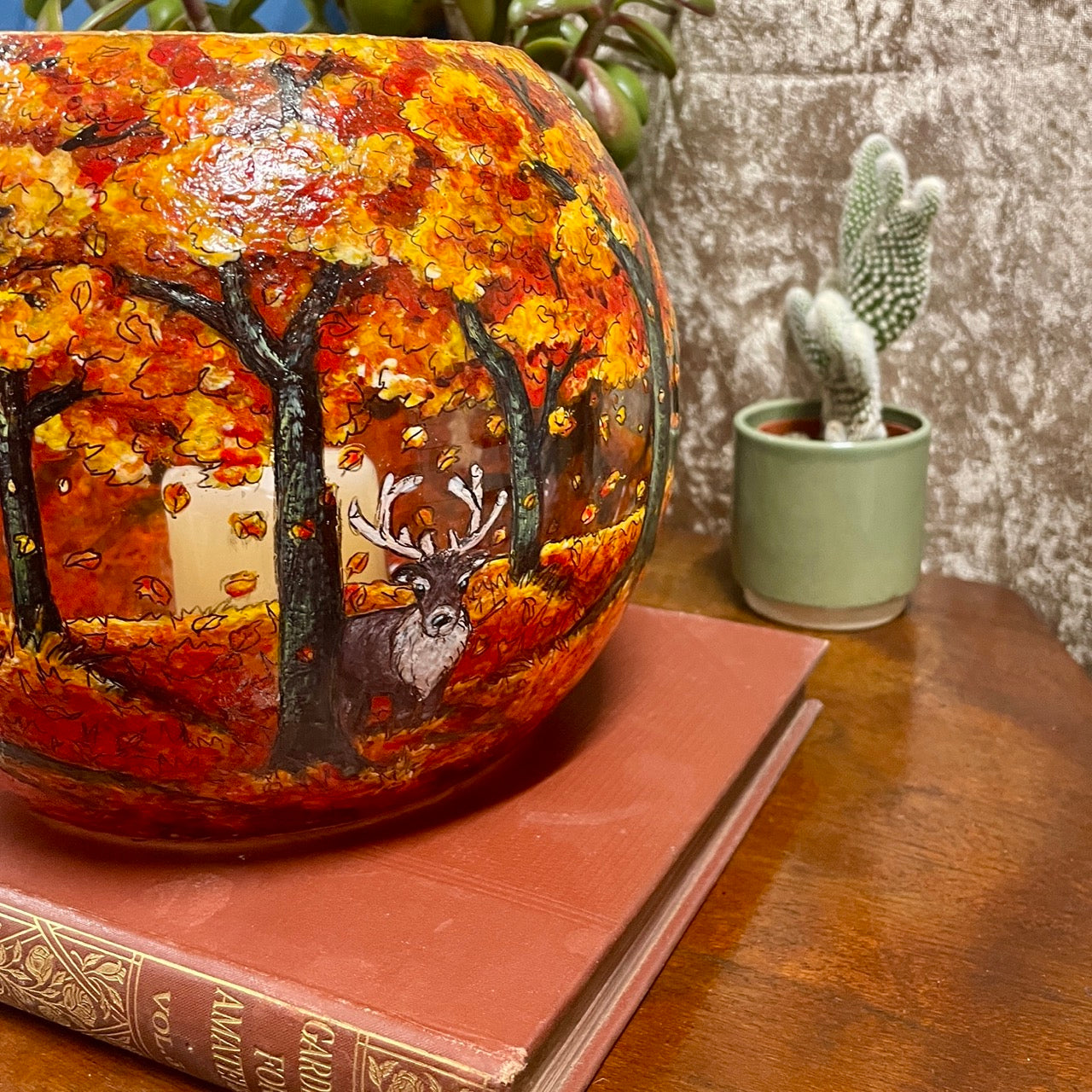 Autumn wood~ One of a kind bowl candleholder