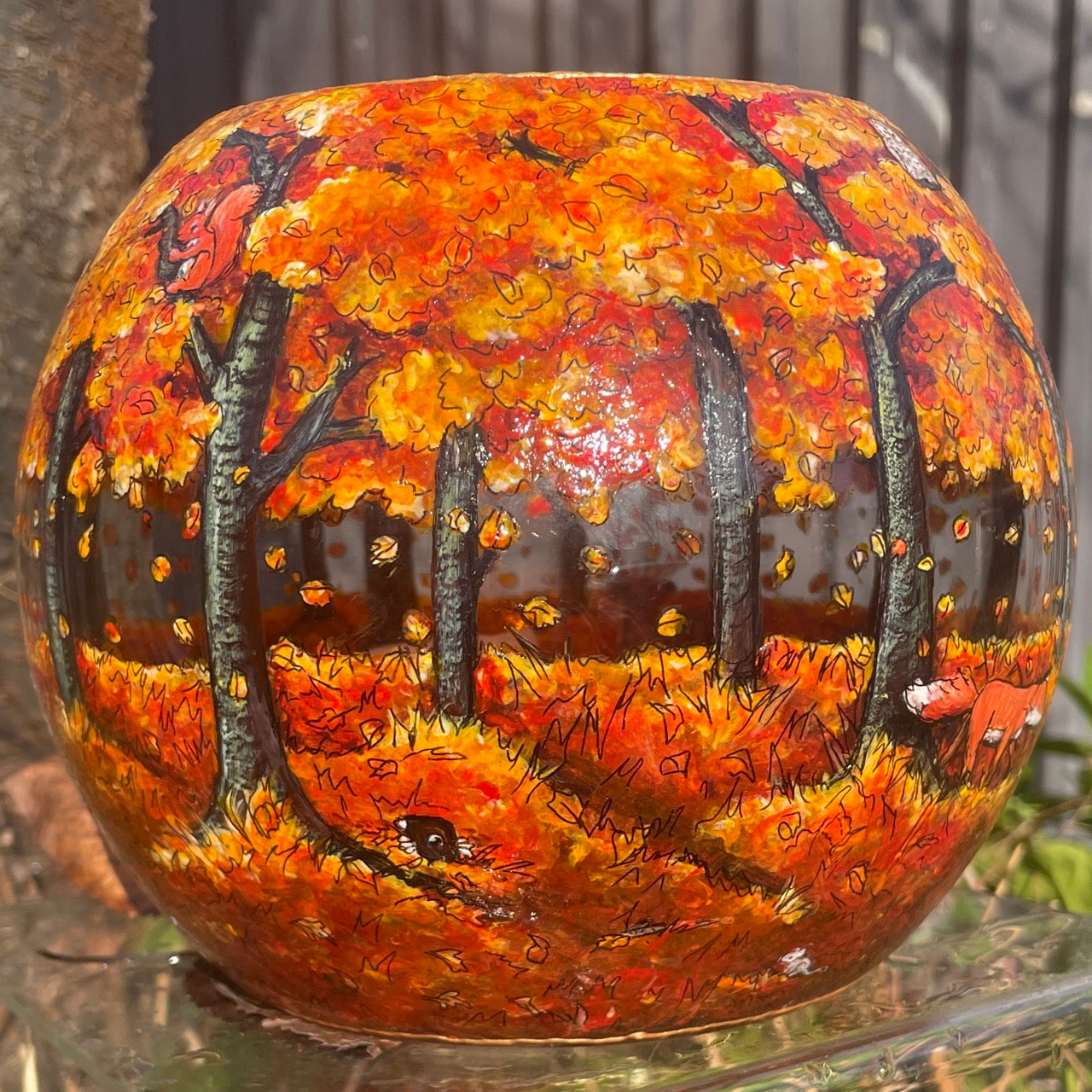 Autumn wood~ One of a kind bowl candleholder