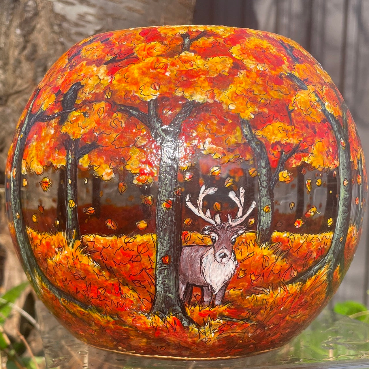 Autumn wood~ One of a kind bowl candleholder