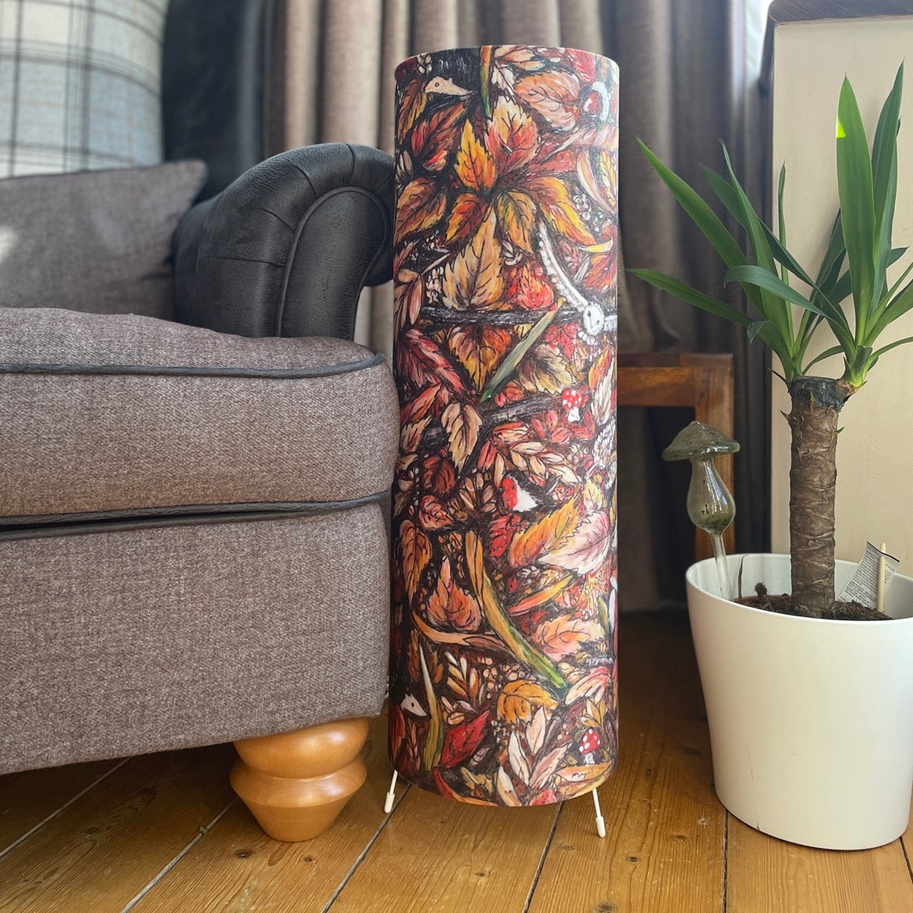 Autumntime~ One of a kind fabric floor lamp