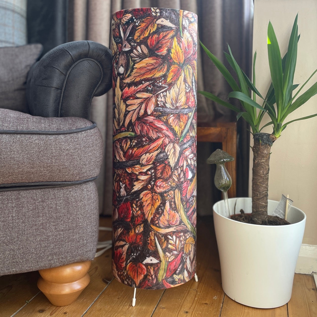 Autumntime~ One of a kind fabric floor lamp