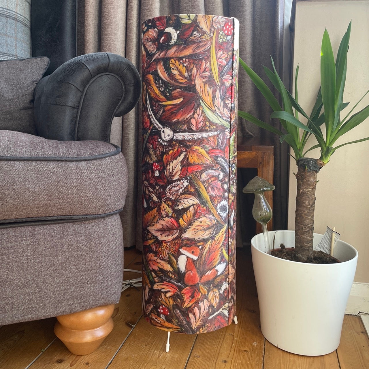 Autumntime~ One of a kind fabric floor lamp