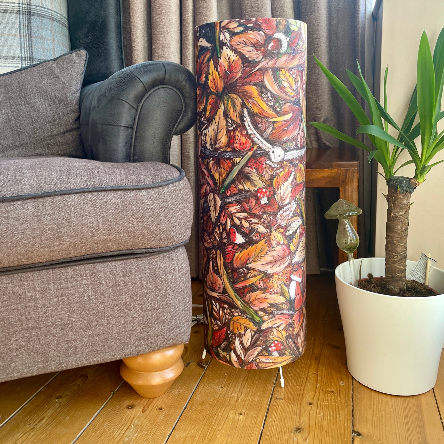 Autumntime~ One of a kind fabric floor lamp