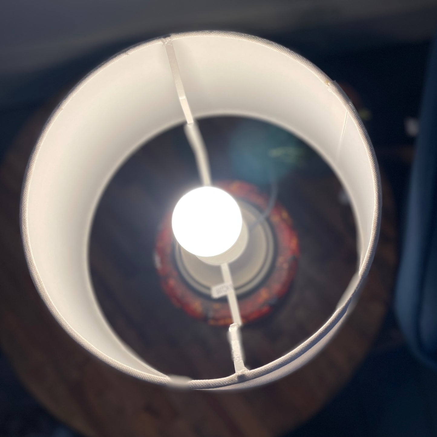 Autumn Wood~One of a kind hand painted glass table lamp