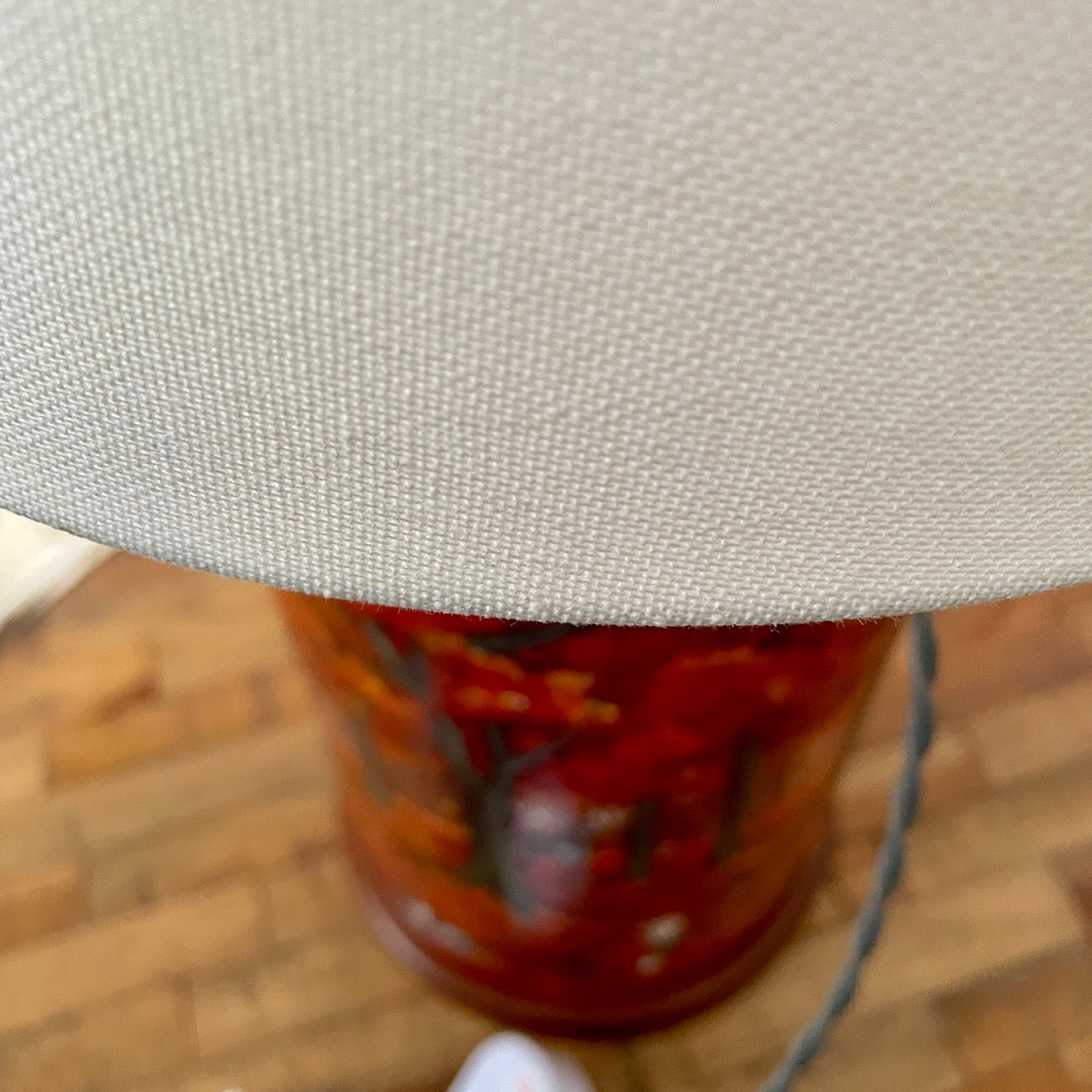 Autumn Wood~One of a kind hand painted glass table lamp