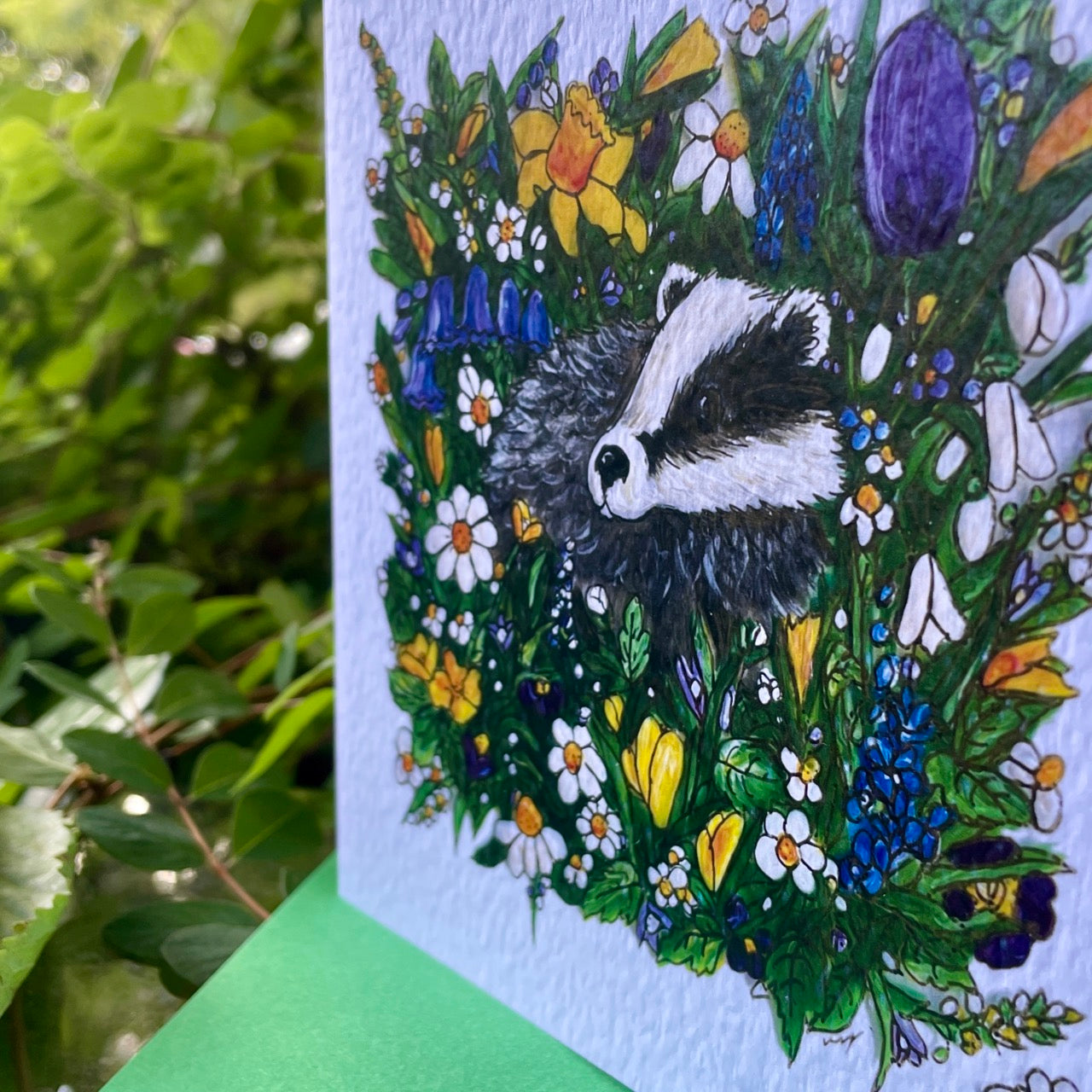 Card~Badger in Spring