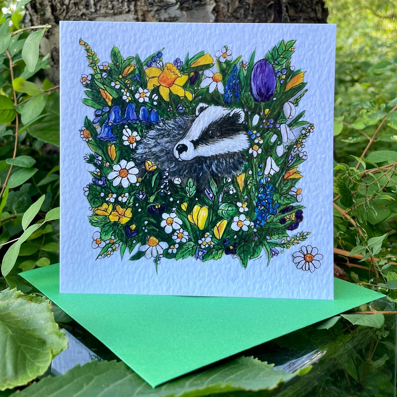 Card~Badger in Spring