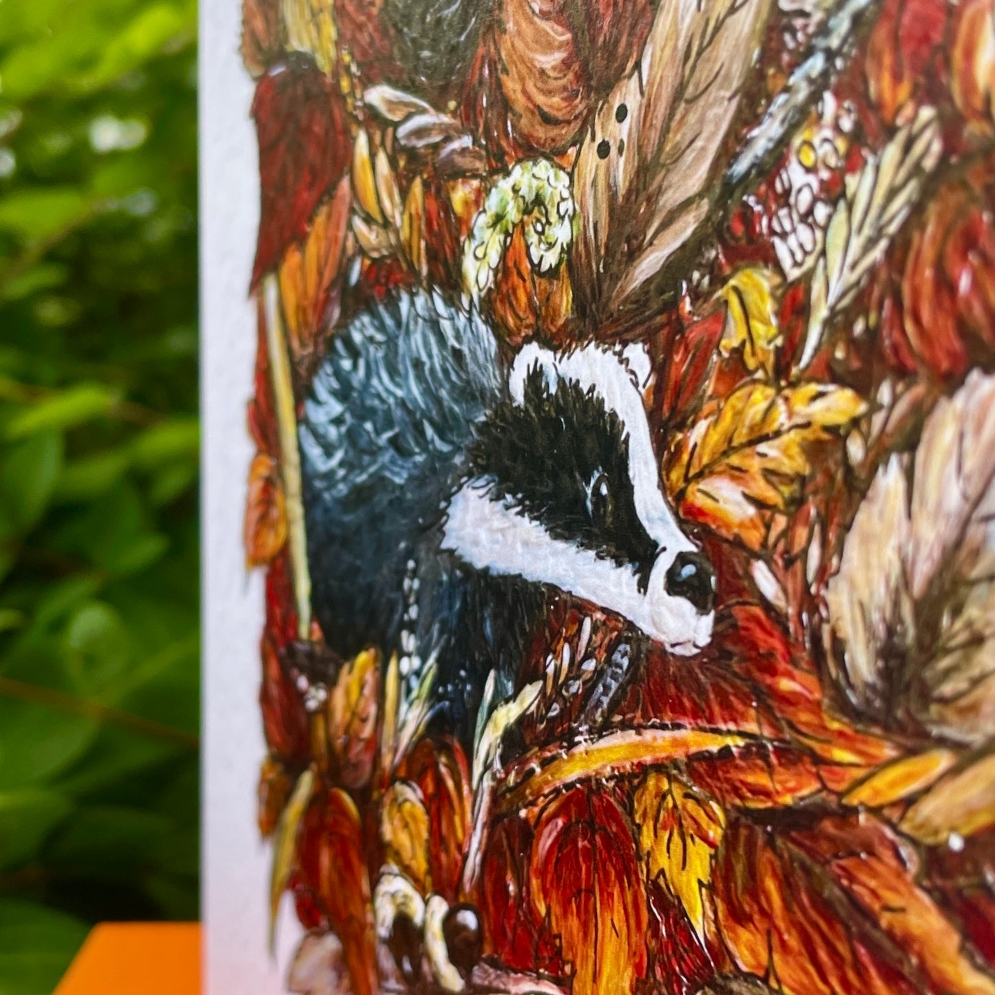 Card~Badger in Autumn