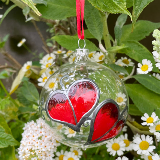 Red leaf~ Large glass bauble