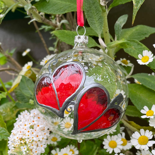 Red leaf~ Large glass bauble