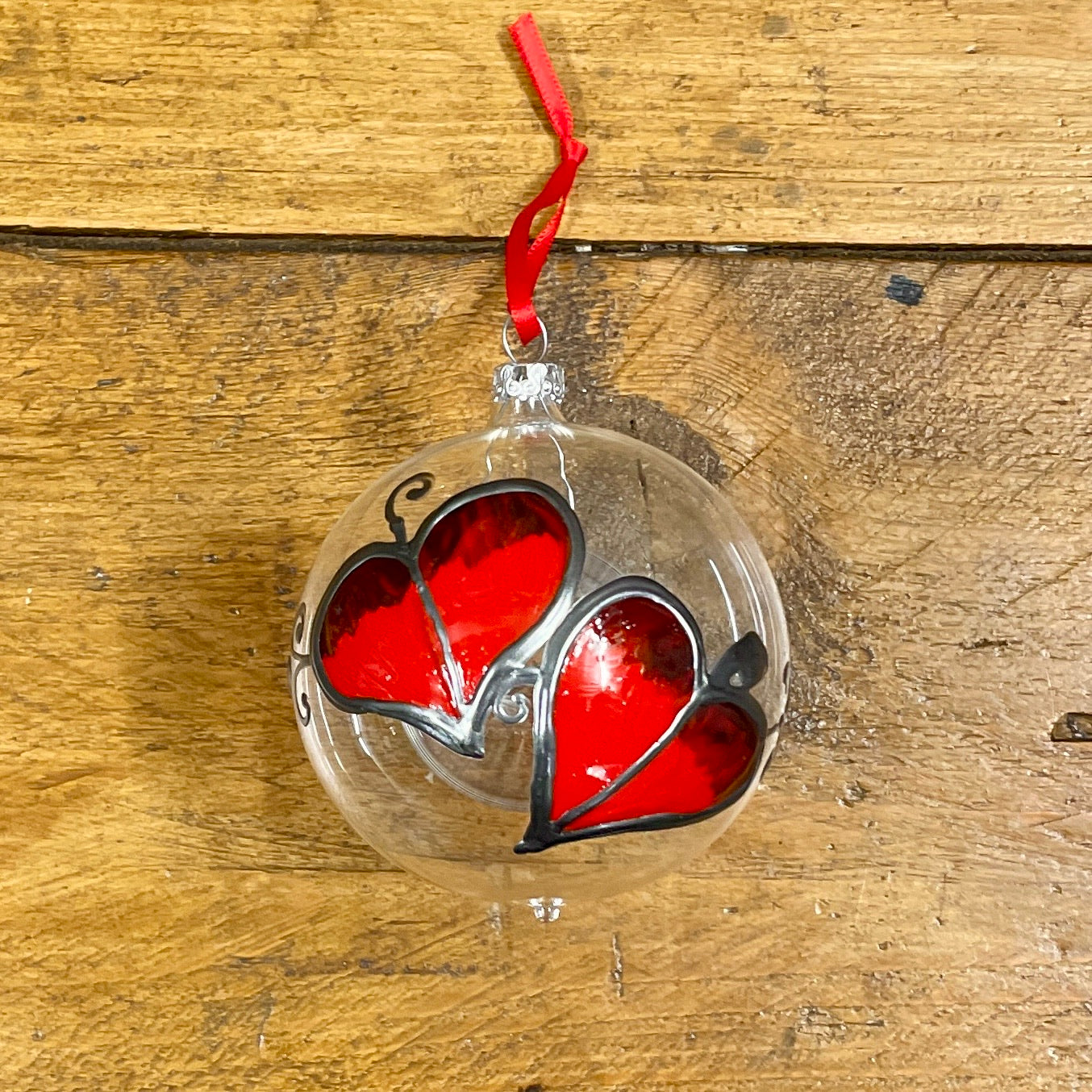 Red leaf~ Large glass bauble