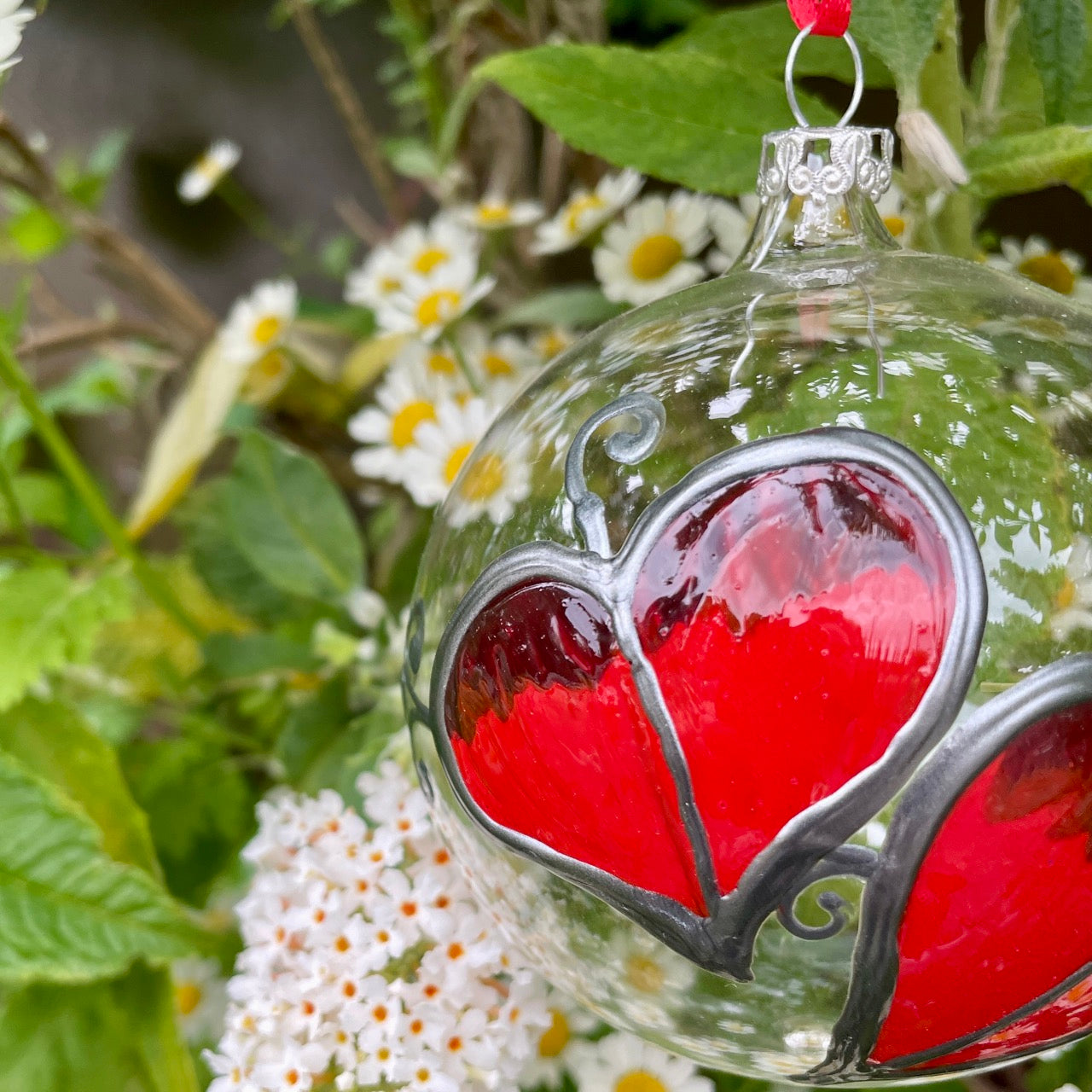 Red leaf~ Large glass bauble