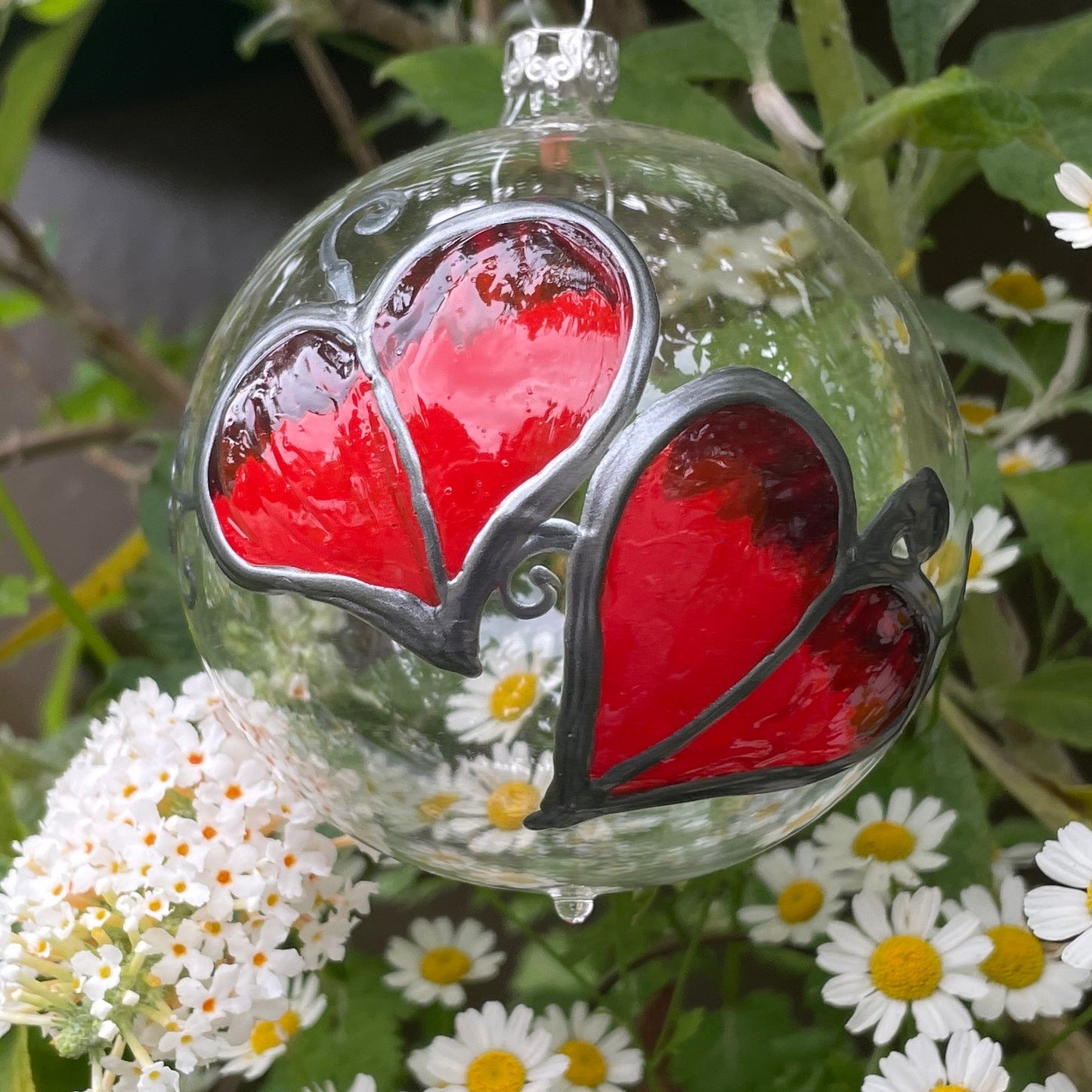 Red leaf~ Large glass bauble