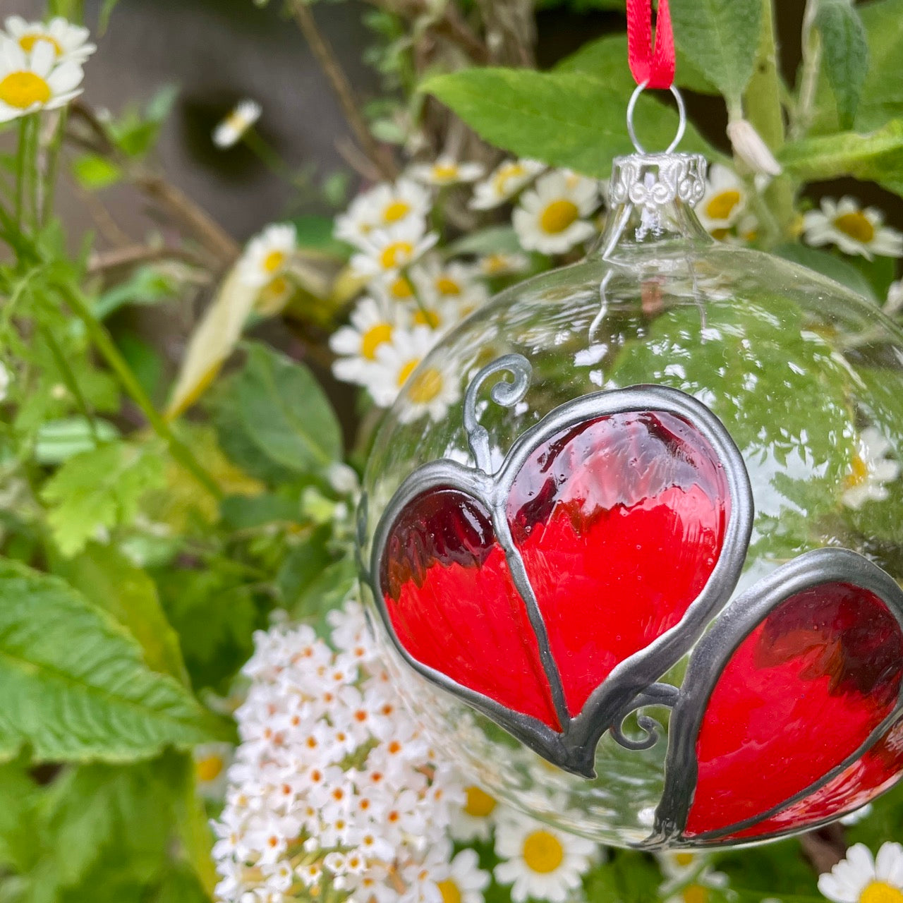 Red leaf~ Large glass bauble
