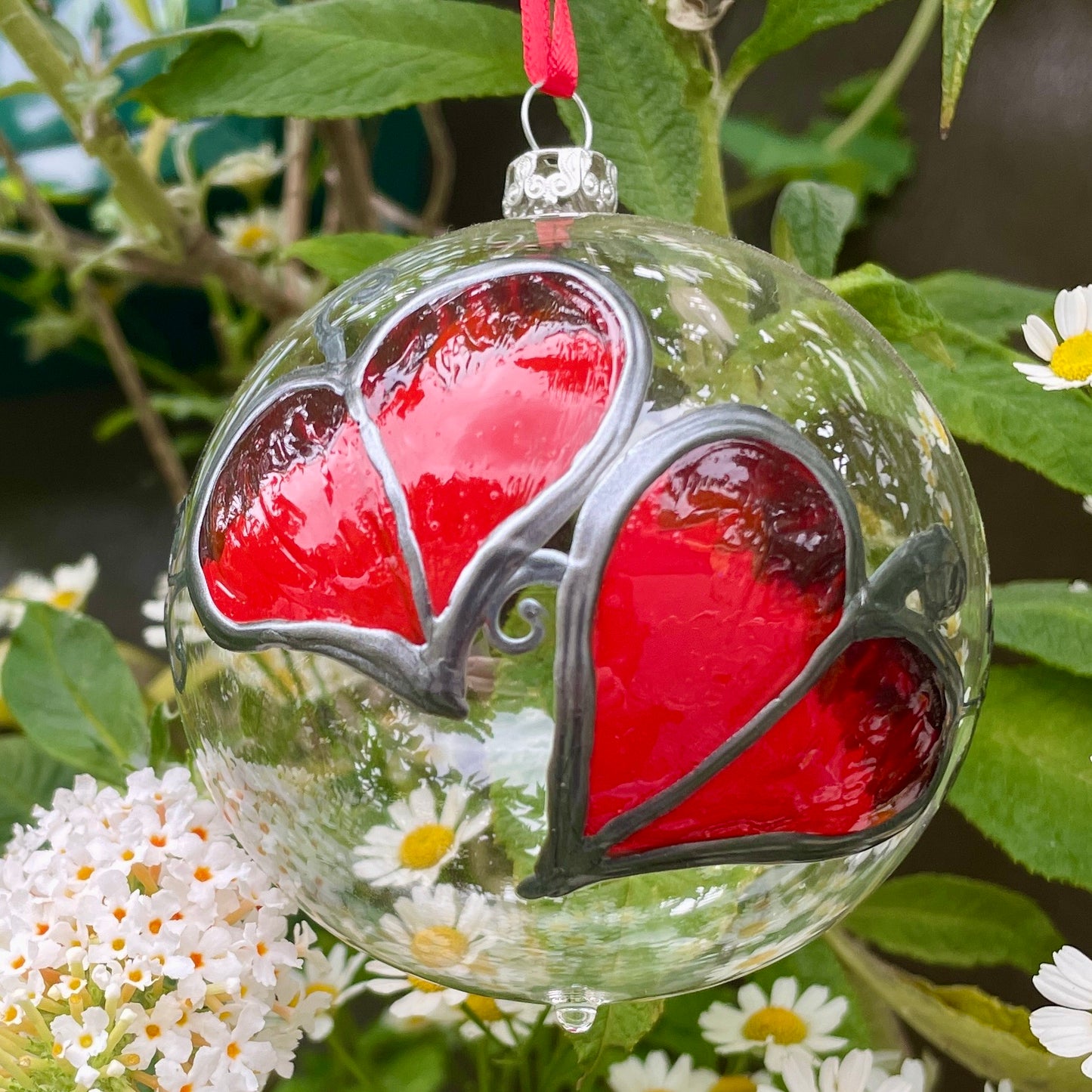 Red leaf~ Large glass bauble