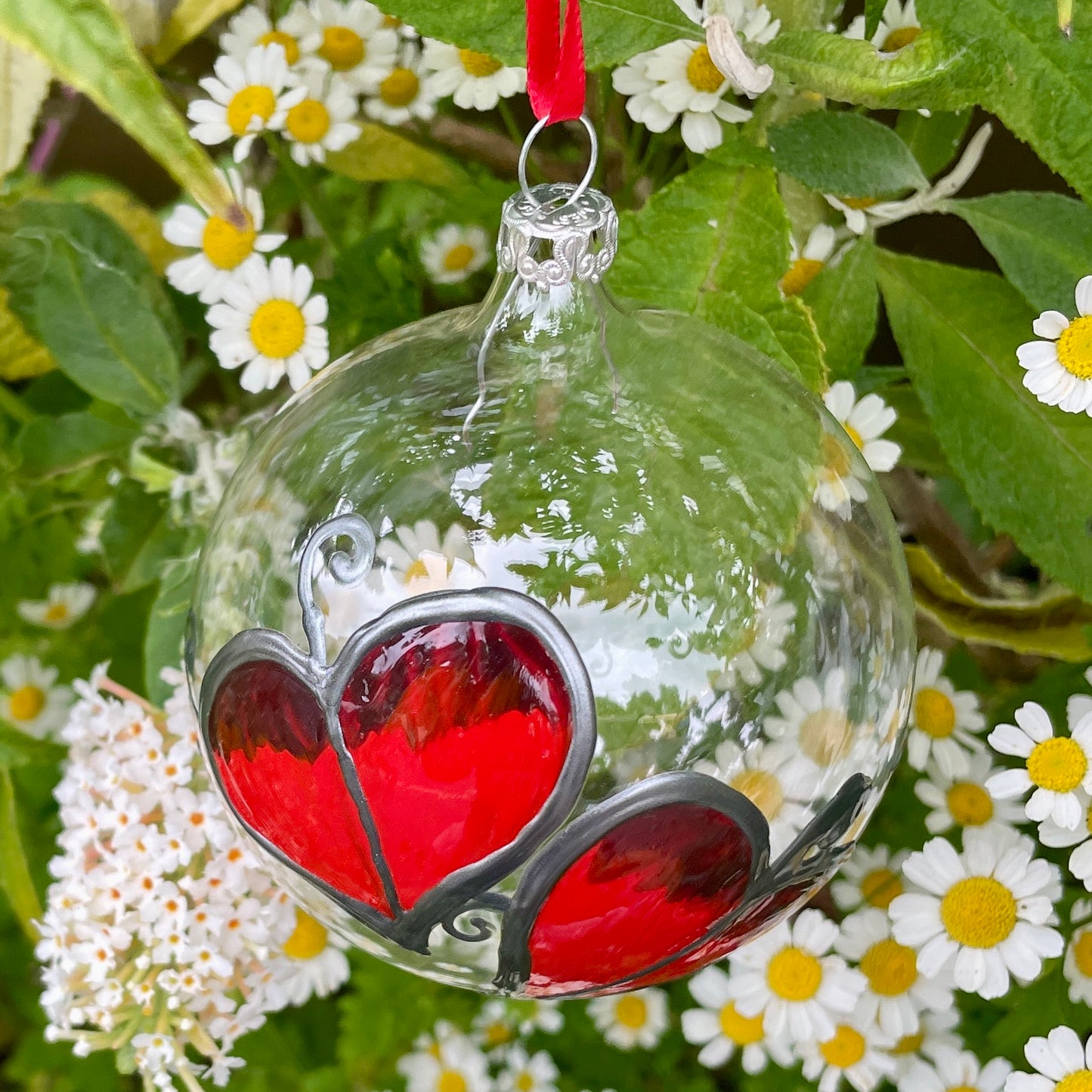 Red leaf~ Large glass bauble