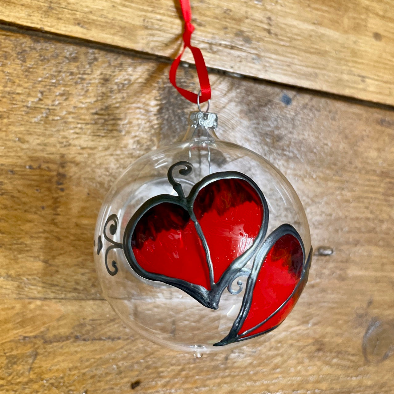 Red leaf~ Large glass bauble