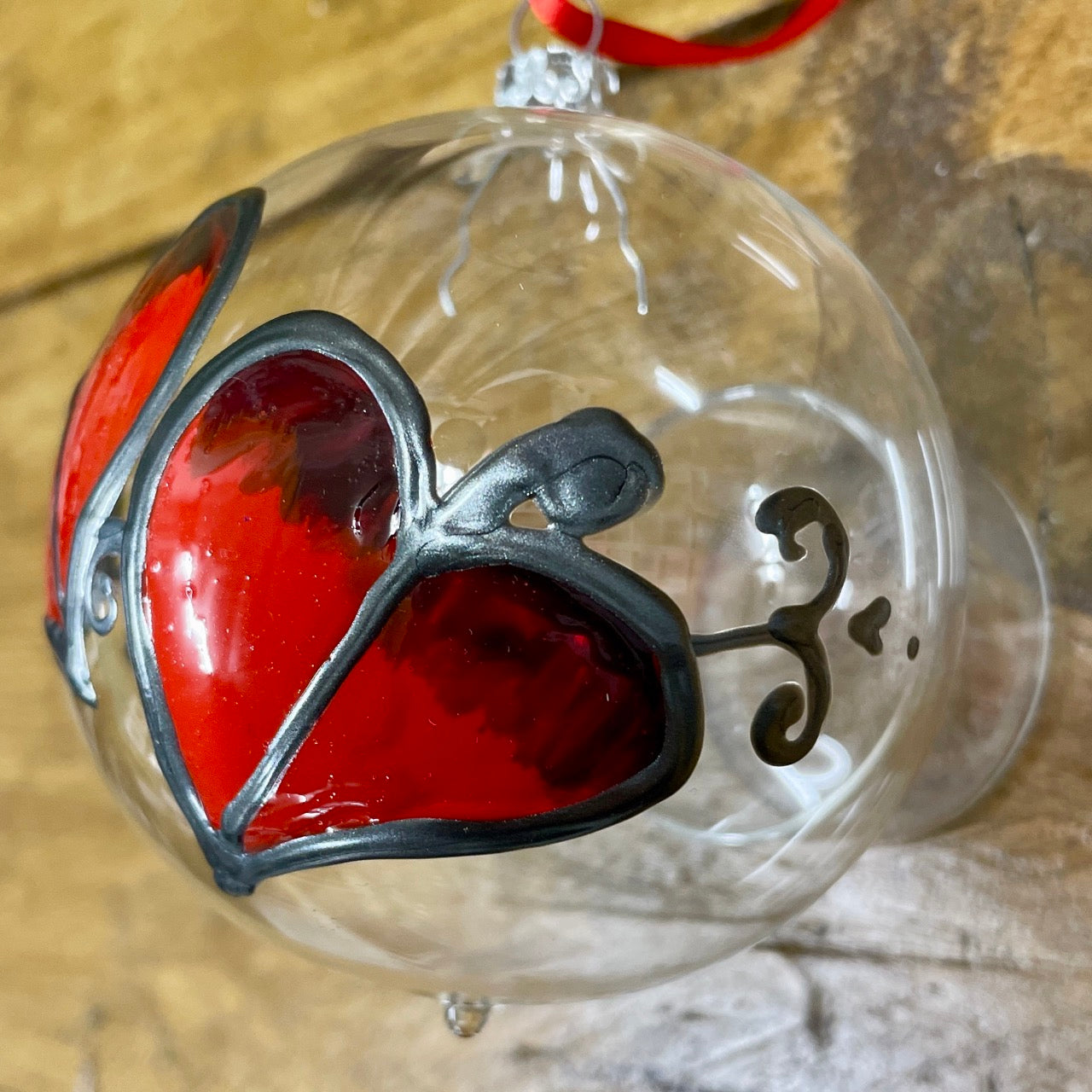 Red leaf~ Large glass bauble