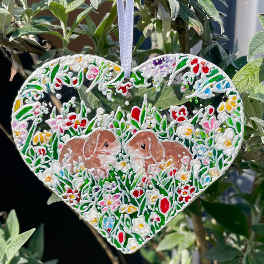 Bunny Love~ Heart suncatcher