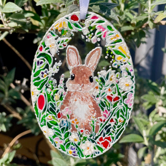 Bunny~ Oval suncatcher