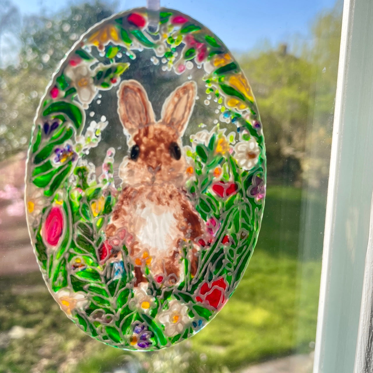 Bunny~ Oval suncatcher