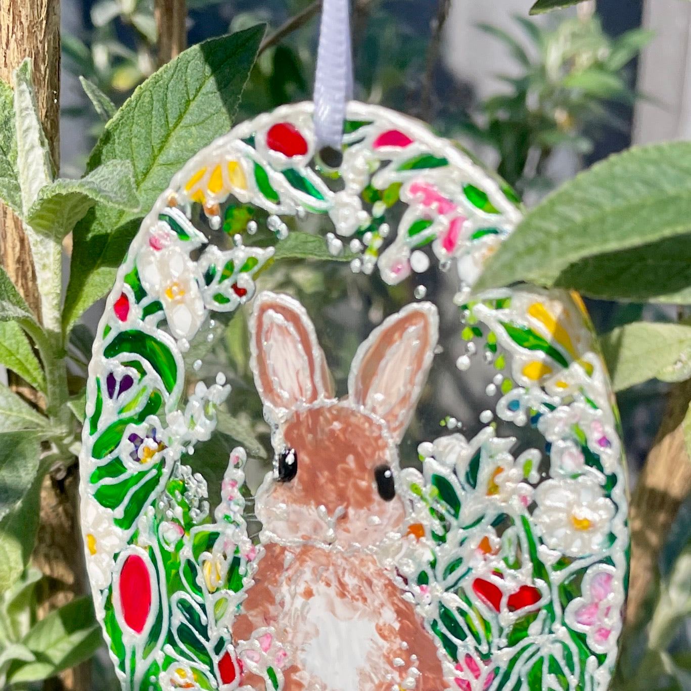 Bunny~ Oval suncatcher