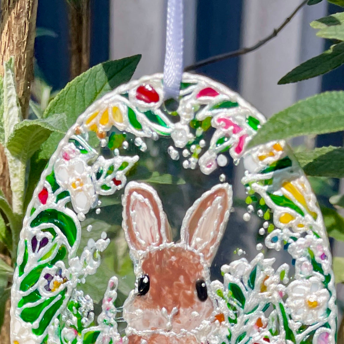 Bunny~ Oval suncatcher