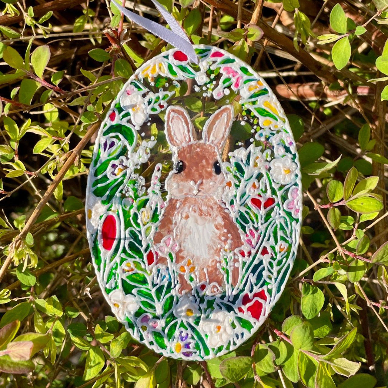Bunny~ Oval suncatcher