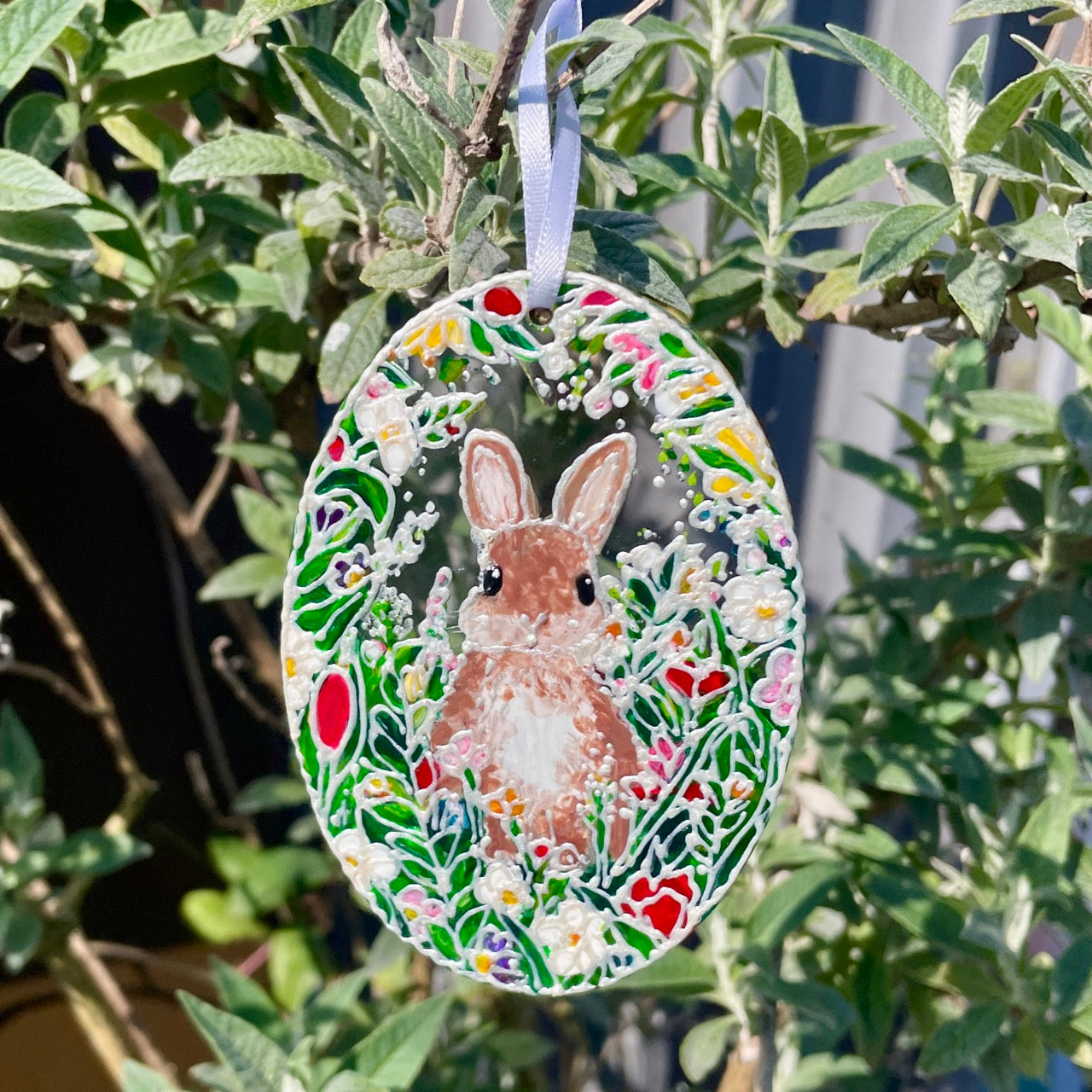 Bunny~ Oval suncatcher