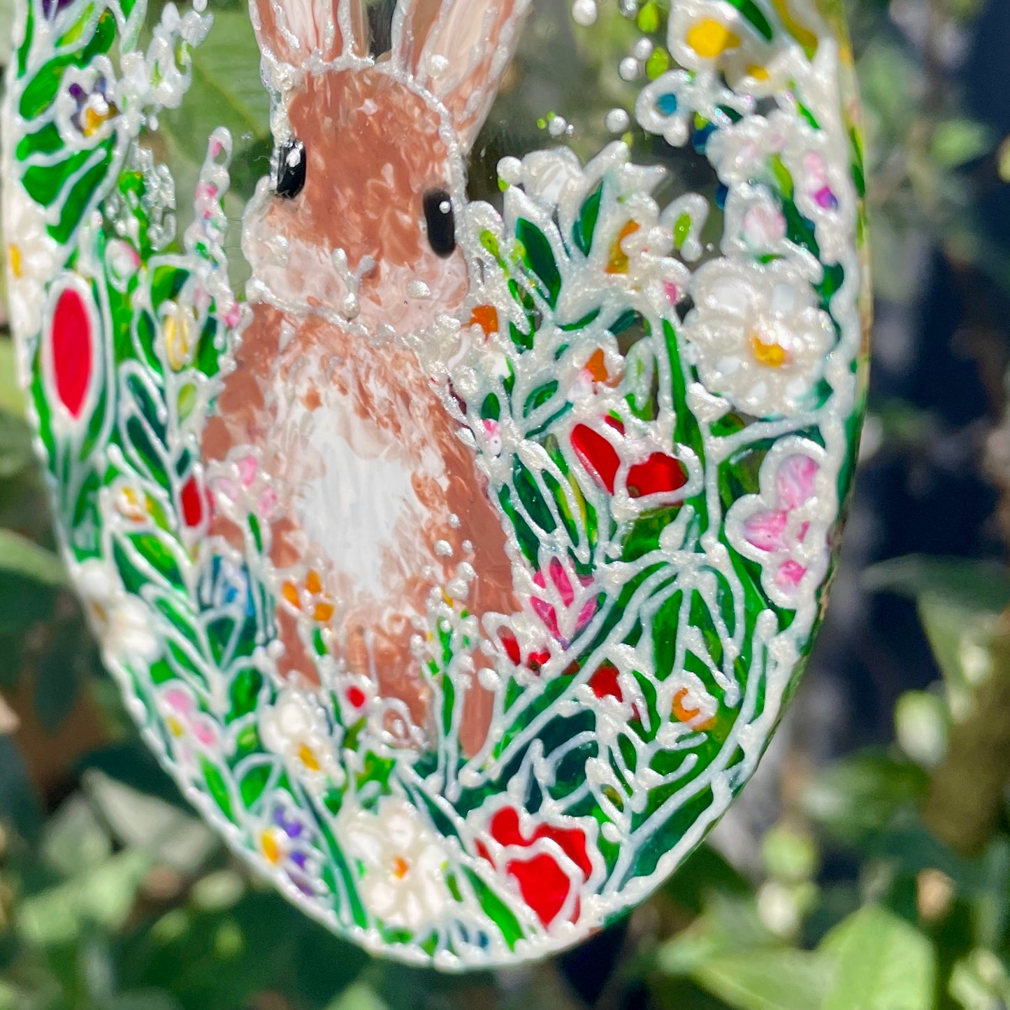 Bunny~ Oval suncatcher
