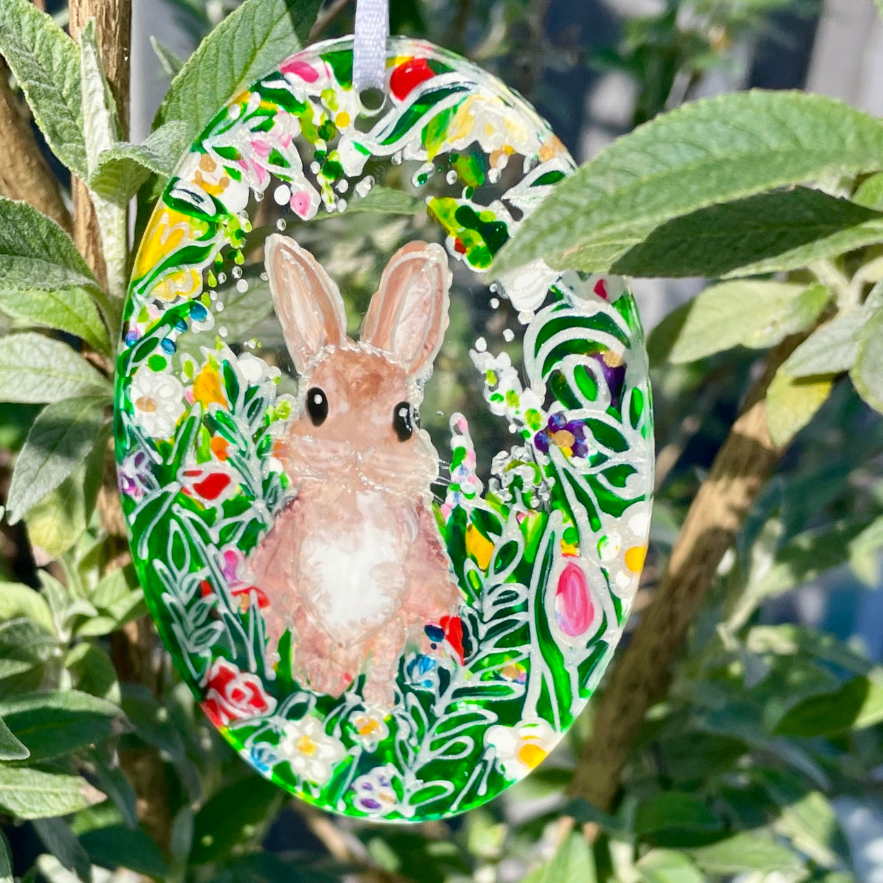 Bunny~ Oval suncatcher
