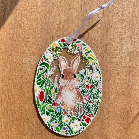 Bunny~ Oval suncatcher