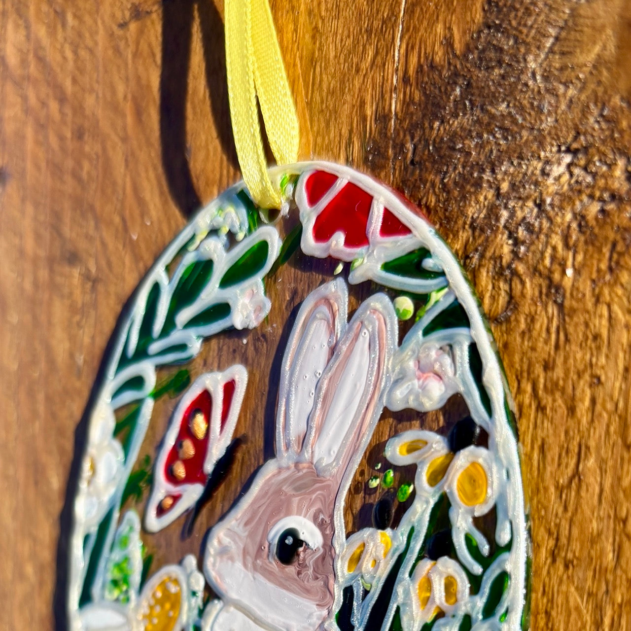 Bunny & Butterfly~ Oval suncatcher