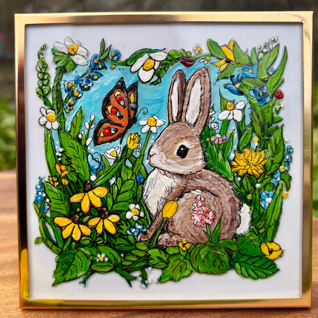 Bunny & butterfly~ mini original painting