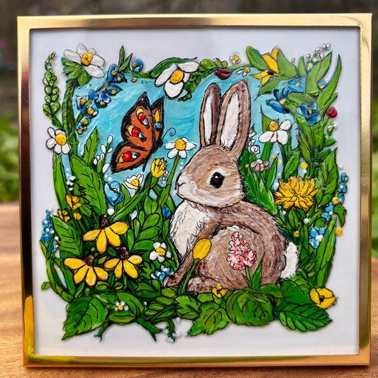 Bunny & butterfly~ mini original painting