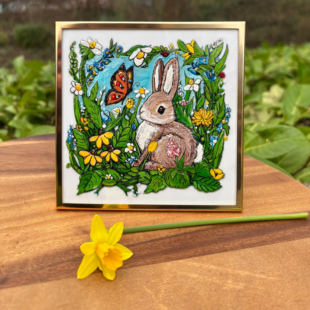 Bunny & butterfly~ mini original painting