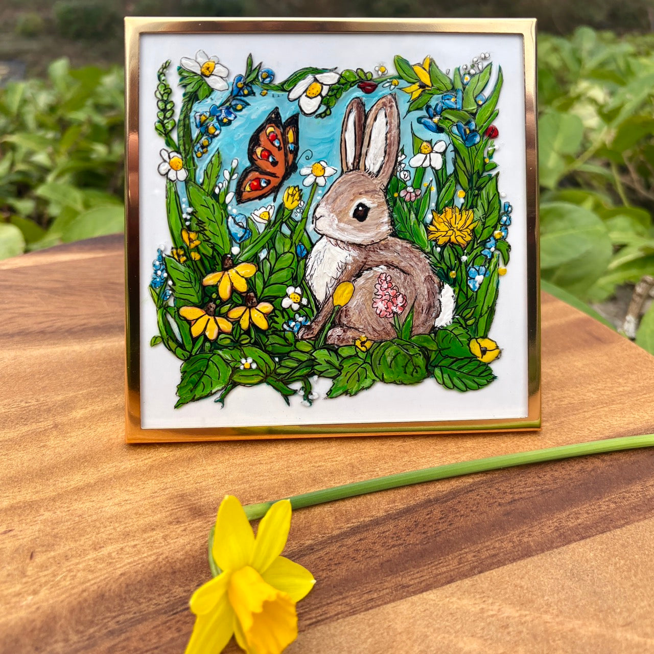 Bunny & butterfly~ mini original painting