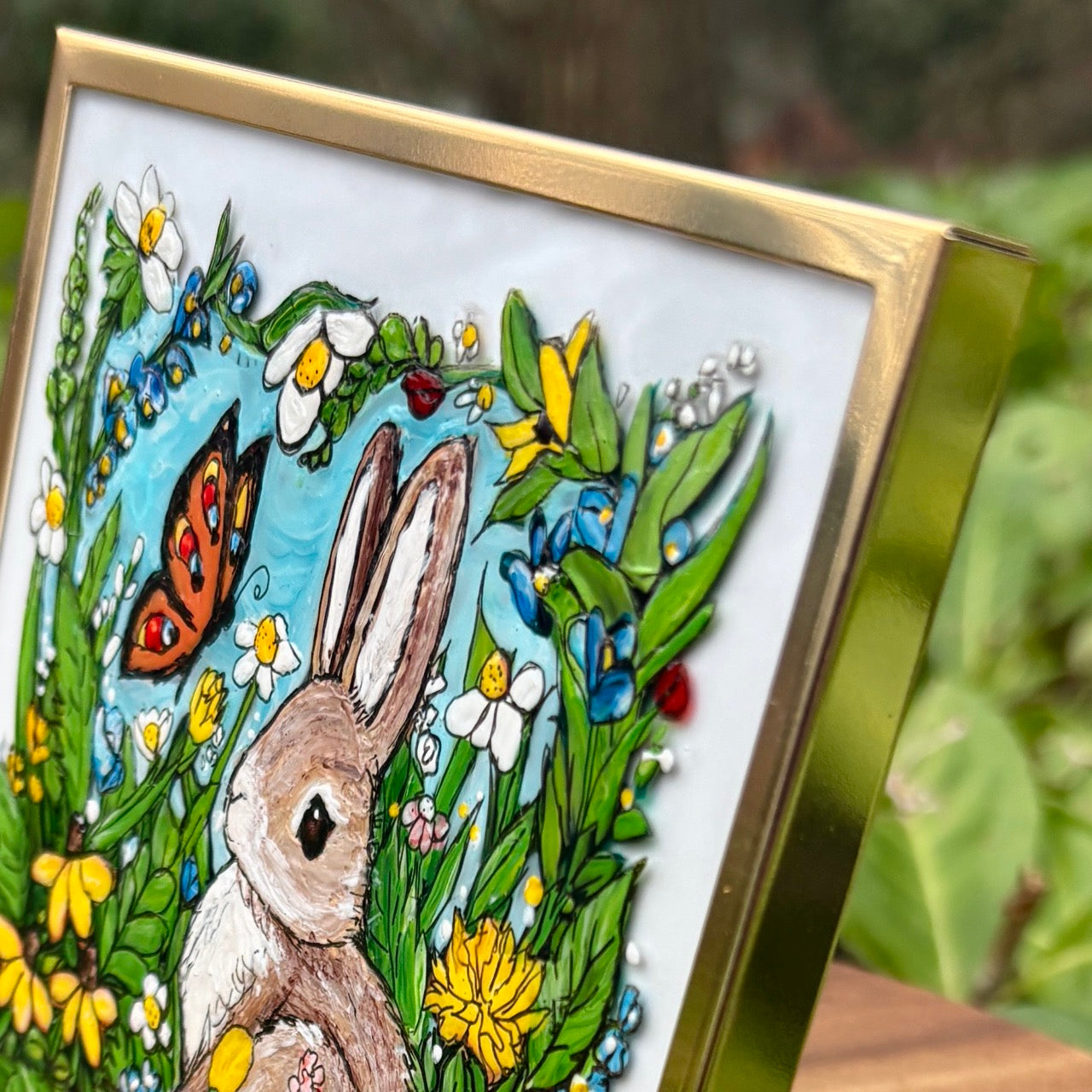 Bunny & butterfly~ mini original painting