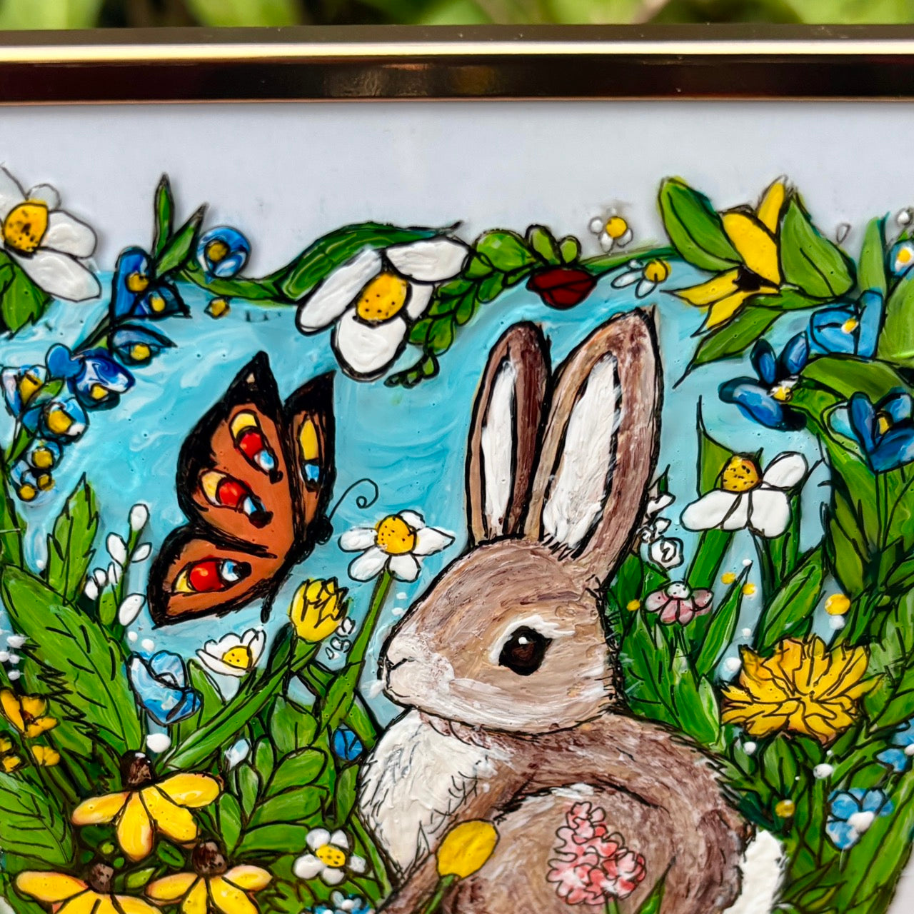 Bunny & butterfly~ mini original painting