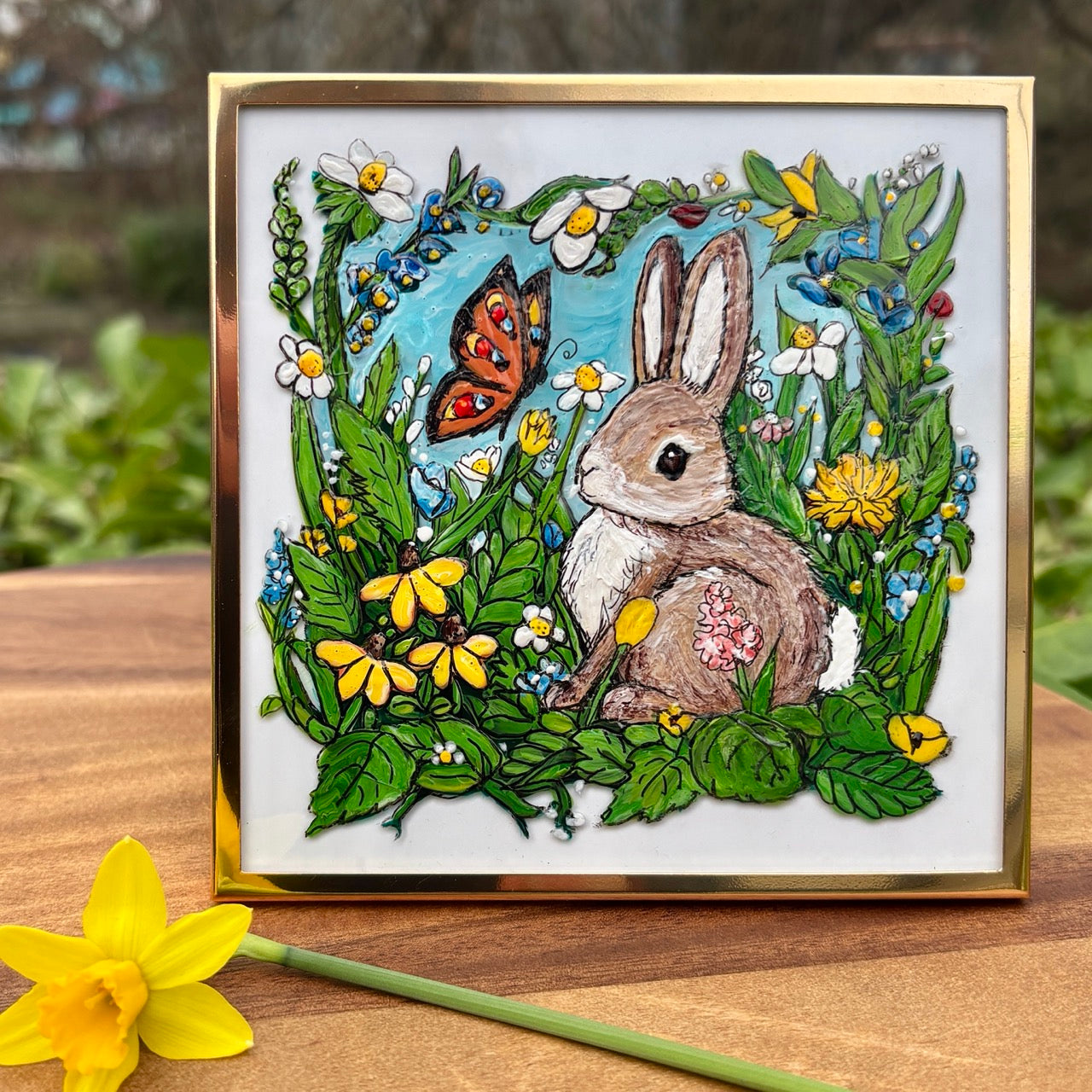Bunny & butterfly~ mini original painting