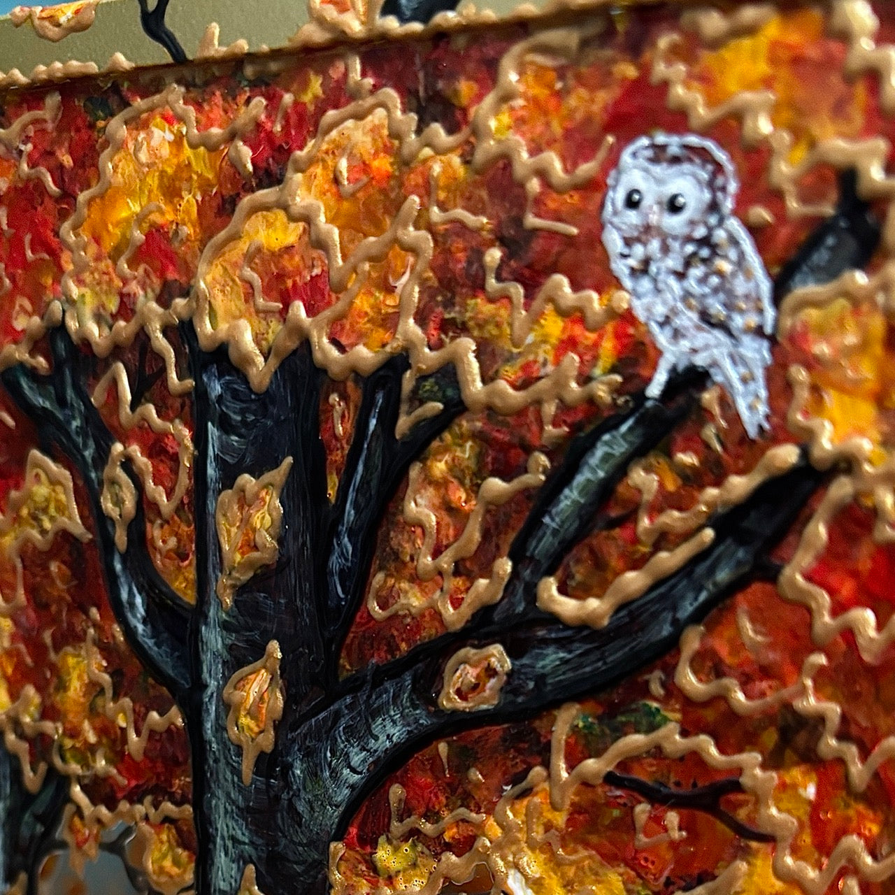 Autumn wood~ One of a kind golden lantern