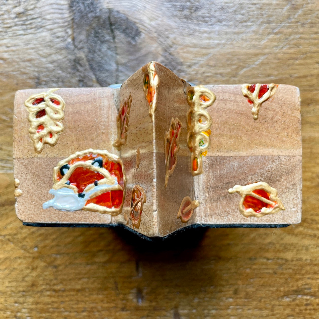 Fox in autumn~ wooden star candleholder