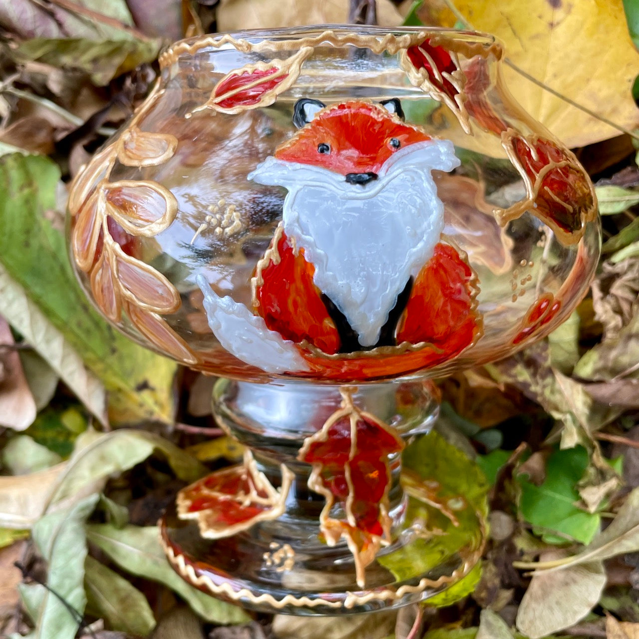 Fox in autumn~ Candleholder