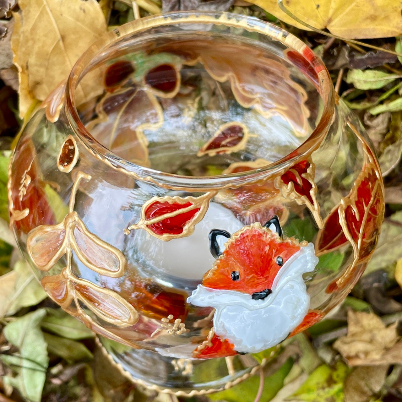 Fox in autumn~ Candleholder